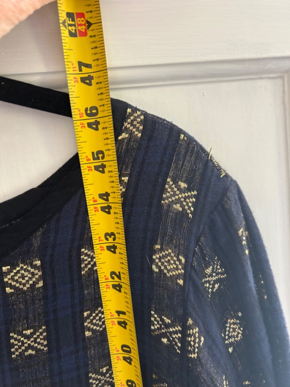 Navy and Gold Indian Cotton Dress - Picture 4 of 9